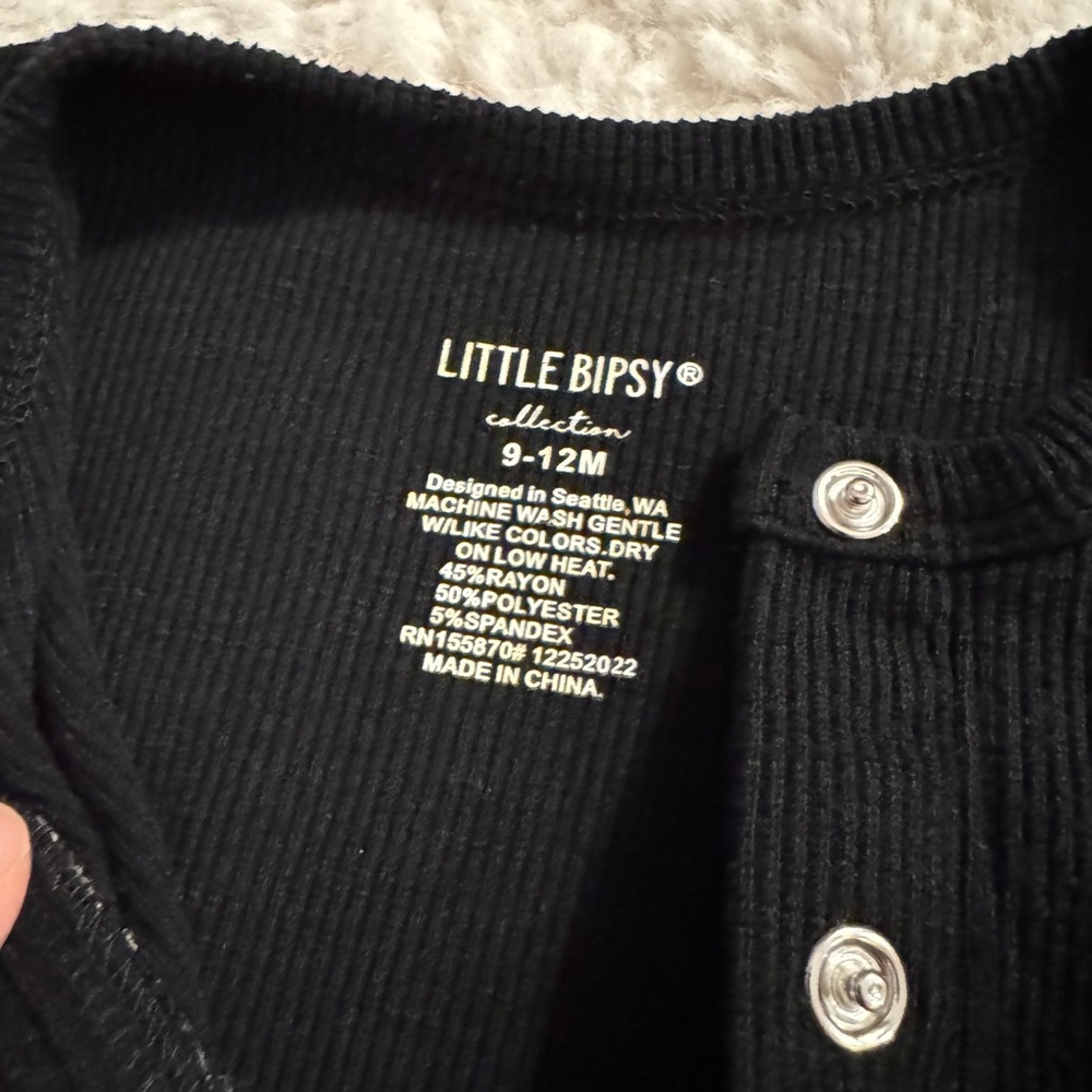 Little Bipsy Black Ribbed Infant Bodysuit